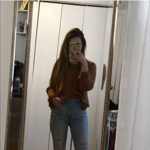 Orange Forever 21 Waffle Knit Long Sleeve Top